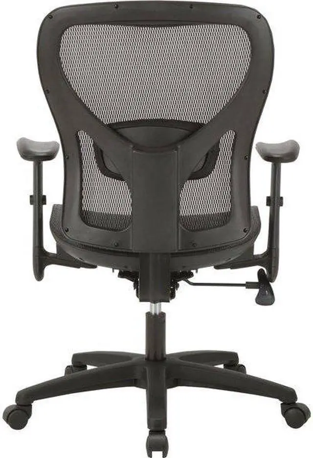 Alt view image 5 of 13 - Lorell SOHO Mesh Mid-Back Task Chair - Fabric Seat - Mesh Back - 5-star Base - Black - 27.8" Width x 27" Depth x 42.9" H