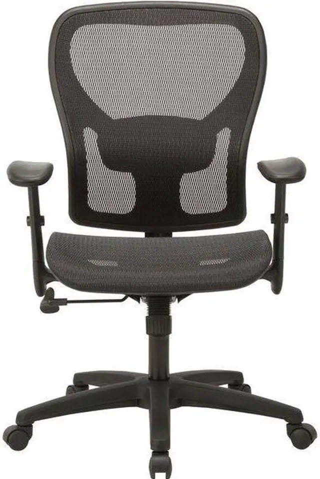 Alt view image 6 of 13 - Lorell SOHO Mesh Mid-Back Task Chair - Fabric Seat - Mesh Back - 5-star Base - Black - 27.8" Width x 27" Depth x 42.9" H