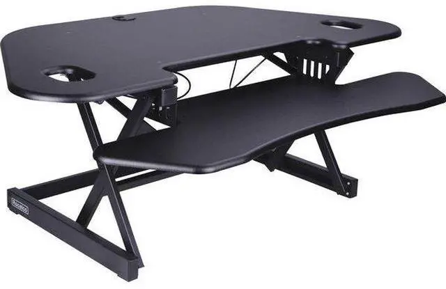 Alt view image 6 of 10 - Lorell Corner Desk Riser Adjustable 45-3/5"Wx31"Lx18-1/10"H BK 82014