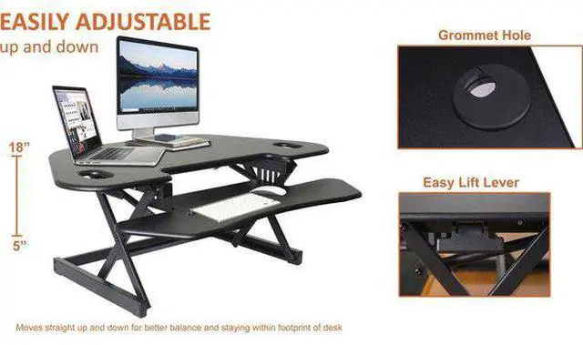 Alt view image 7 of 10 - Lorell Corner Desk Riser Adjustable 45-3/5"Wx31"Lx18-1/10"H BK 82014
