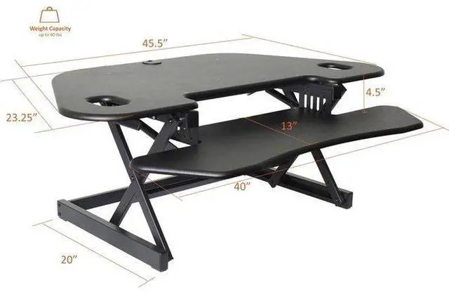 Alt view image 8 of 10 - Lorell Corner Desk Riser Adjustable 45-3/5"Wx31"Lx18-1/10"H BK 82014