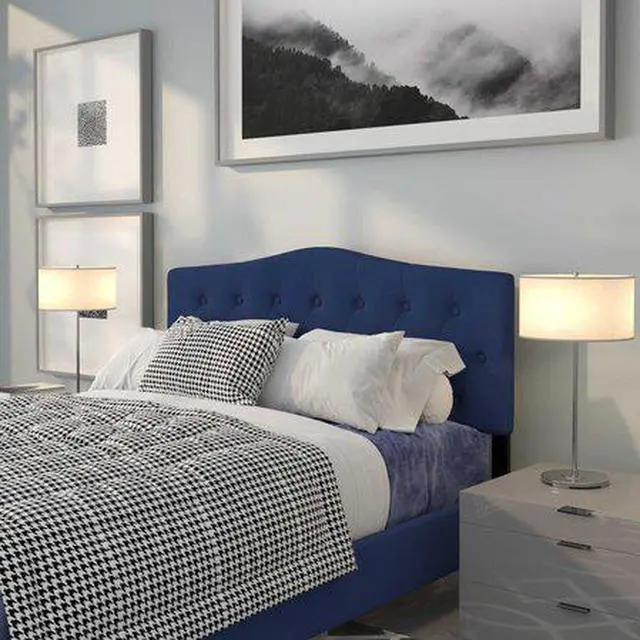 Alt view image 11 of 18 - Cambridge Tufted Upholstered Queen Size Headboard in Navy Fabric