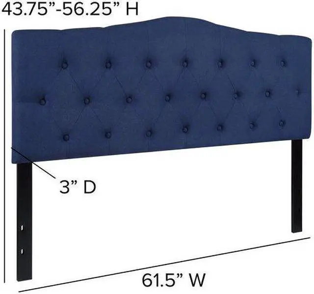 Alt view image 12 of 18 - Cambridge Tufted Upholstered Queen Size Headboard in Navy Fabric