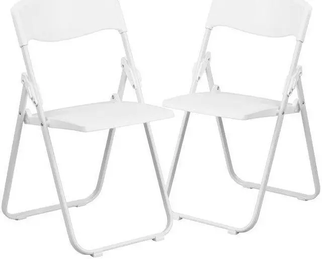 Alt view image 16 of 20 - 2 Pk. HERCULES Series 880 lb. Capacity Heavy Duty White Plastic Folding Chair with Built-in Ganging Brackets