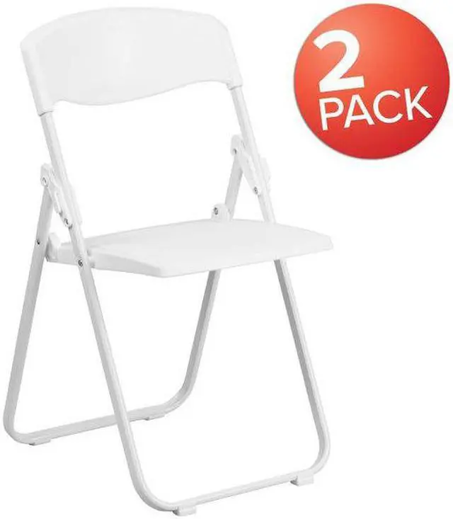 Alt view image 18 of 20 - 2 Pk. HERCULES Series 880 lb. Capacity Heavy Duty White Plastic Folding Chair with Built-in Ganging Brackets