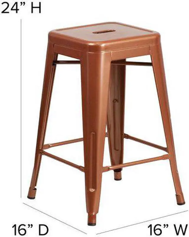 Alt view image 10 of 15 - FLASH FURNITURE 4-ET-BT3503-24-POC-GG Backless Copper Indoor-Outdoor Counter