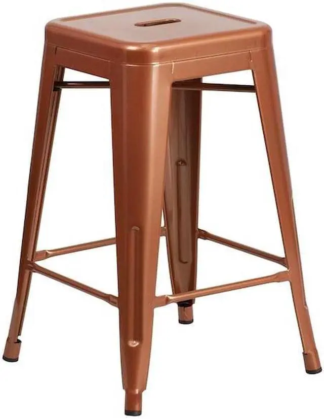 Alt view image 14 of 15 - FLASH FURNITURE 4-ET-BT3503-24-POC-GG Backless Copper Indoor-Outdoor Counter