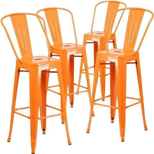 Alt view image 10 of 15 - FLASH FURNITURE 4-CH-31320-30GB-OR-GG Orange Metal Indoor-Outdoor Barstool with