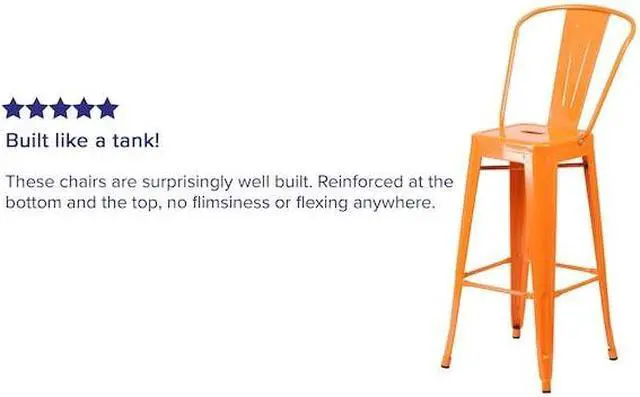 Alt view image 14 of 15 - FLASH FURNITURE 4-CH-31320-30GB-OR-GG Orange Metal Indoor-Outdoor Barstool with