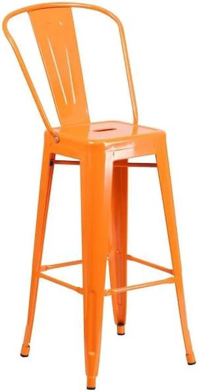 Alt view image 15 of 15 - FLASH FURNITURE 4-CH-31320-30GB-OR-GG Orange Metal Indoor-Outdoor Barstool with