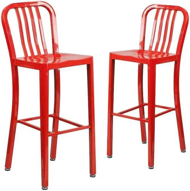 Alt view image 6 of 17 - FLASH FURNITURE 2-CH-61200-30-RED-GG Red Metal Outdoor Stool,30"