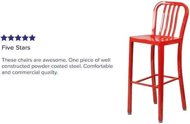 Alt view image 5 of 17 - FLASH FURNITURE 2-CH-61200-30-RED-GG Red Metal Outdoor Stool,30"