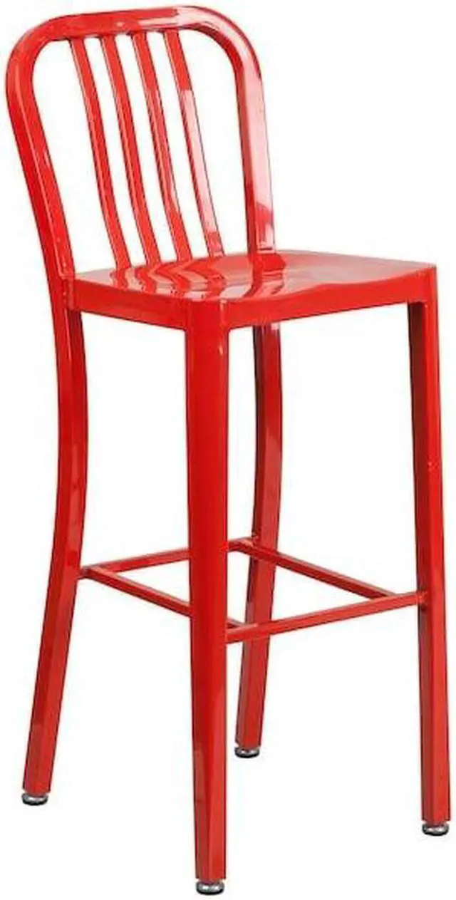 Alt view image 14 of 17 - FLASH FURNITURE 2-CH-61200-30-RED-GG Red Metal Outdoor Stool,30"