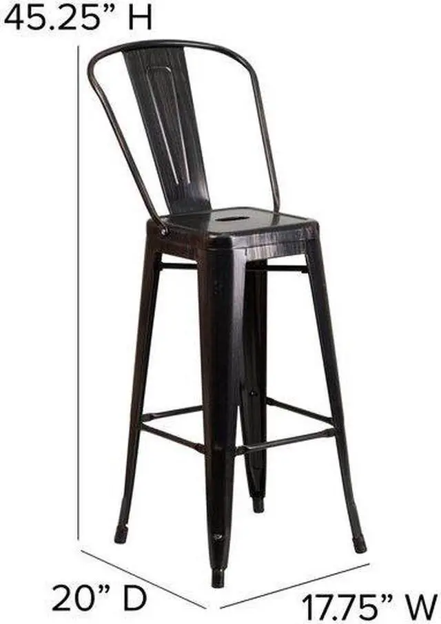 Alt view image 2 of 18 - FLASH FURNITURE 4-CH-31320-30GB-BQ-GG Black Metal Outdoor Stool,30"