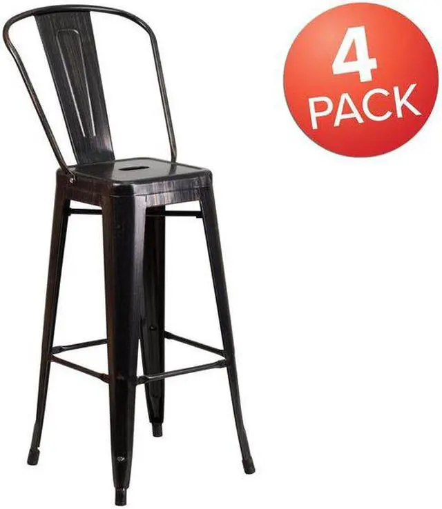 Alt view image 3 of 18 - FLASH FURNITURE 4-CH-31320-30GB-BQ-GG Black Metal Outdoor Stool,30"