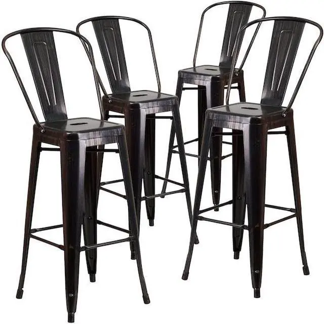 Alt view image 6 of 18 - FLASH FURNITURE 4-CH-31320-30GB-BQ-GG Black Metal Outdoor Stool,30"