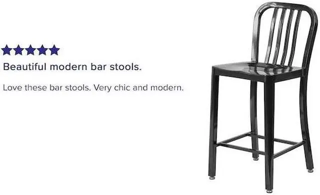 Alt view image 12 of 20 - Flash Furniture 24" High Black Metal Indoor-Outdoor Counter Height Stool with Vertical Slat Back 2 Pack (2CH6120024BK)