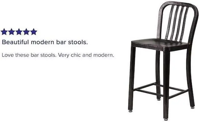 Alt view image 13 of 14 - Flash Furniture 24" High Black-Antique Gold Metal Indoor-Outdoor Counter Stool with Vertical Slat Back 2 Pack (2CH6120024BQ)