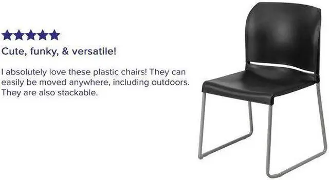 Alt view image 16 of 20 - HERCULES Series 880 lb. Capacity Black Full Back Contoured Stack Chair with Gray Powder Coated Sled Base