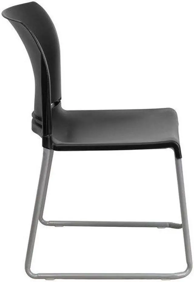 Alt view image 17 of 20 - HERCULES Series 880 lb. Capacity Black Full Back Contoured Stack Chair with Gray Powder Coated Sled Base
