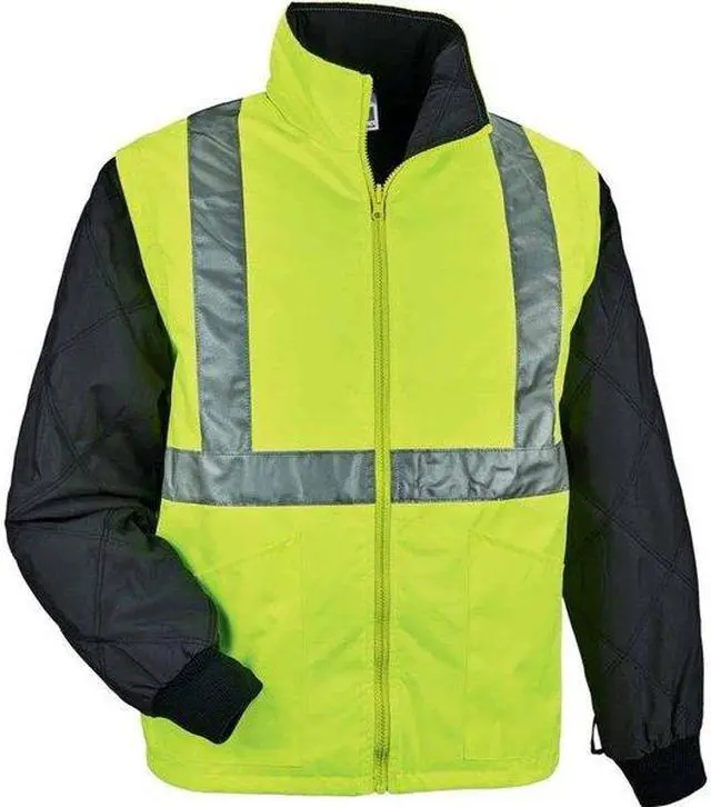 Alt view image 2 of 4 - GLOWEAR BY ERGODYNE 8385 Small Insulated Hooded Jacket, Lime/Black