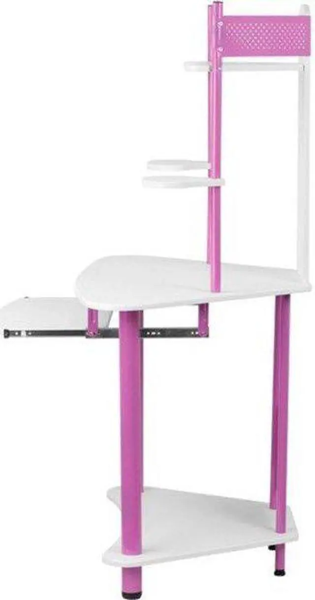 Alt view image 4 of 9 - Pink Corner Computer Desk with Hutch
