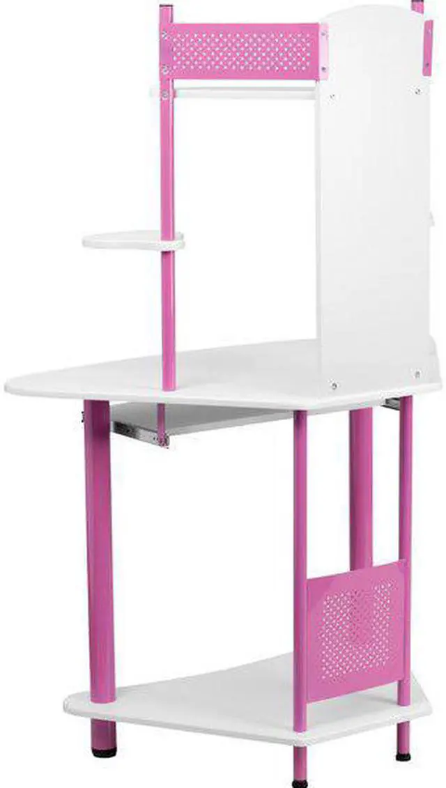 Alt view image 5 of 9 - Pink Corner Computer Desk with Hutch