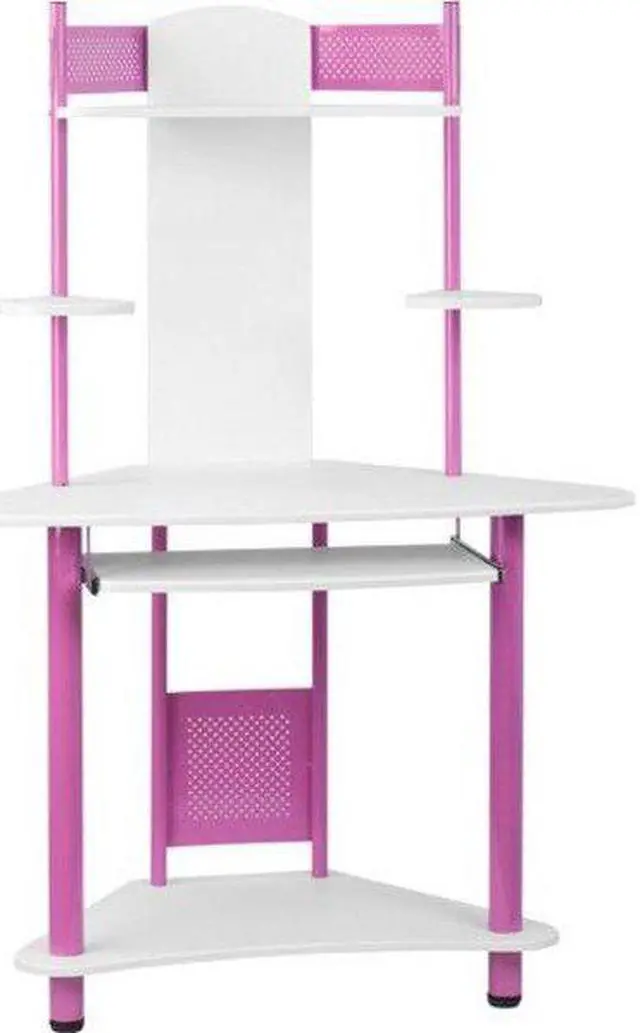 Alt view image 6 of 9 - Pink Corner Computer Desk with Hutch