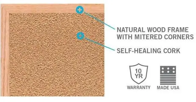 Alt view image 9 of 9 - GHENT 1423-1 Cork Bulletin Board, Natural, Indoors