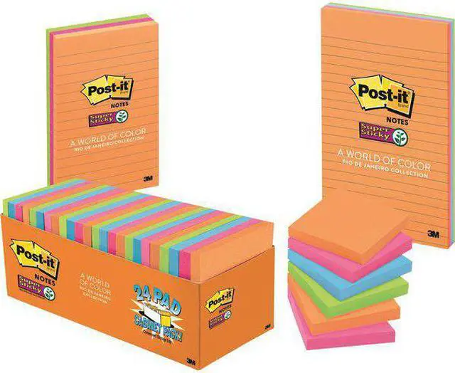 Alt view image 4 of 7 - Post-it Super Sticky Notes, 4x4 In., PK6 4" x 4" Rio De Janeiro 675-6SSUC