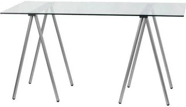 Alt view image 3 of 10 - Glass Computer Desk with Silver Metal Frame