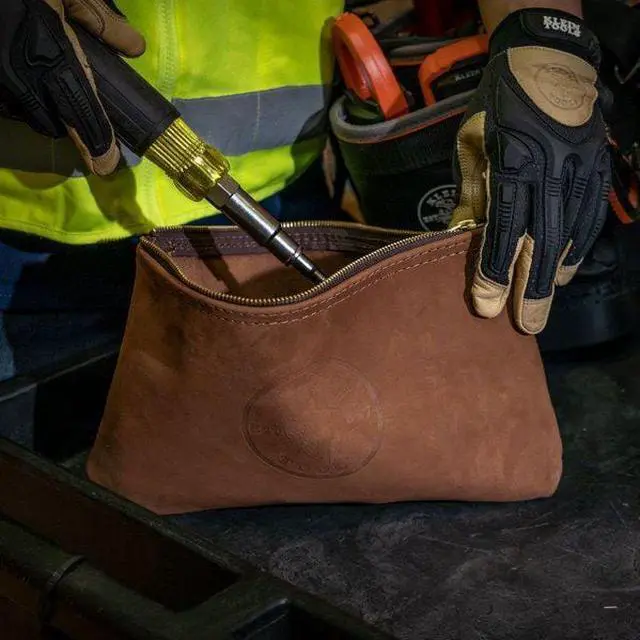 Alt view image 11 of 13 - KLEIN TOOLS 5139L Tool Bag, Top Grain Leather, 1 Pockets, Brown