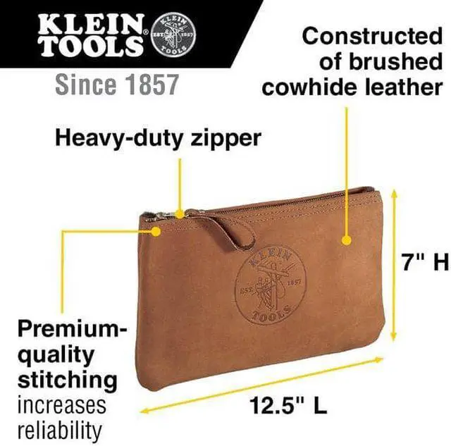 Alt view image 13 of 13 - KLEIN TOOLS 5139L Tool Bag, Top Grain Leather, 1 Pockets, Brown