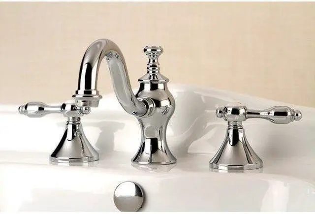 Alt view image 3 of 8 - Kingston Brass KC7161TAL Widespread Lavatory Faucet with Brass Pop-Up Classic Cross Handle, Chrome