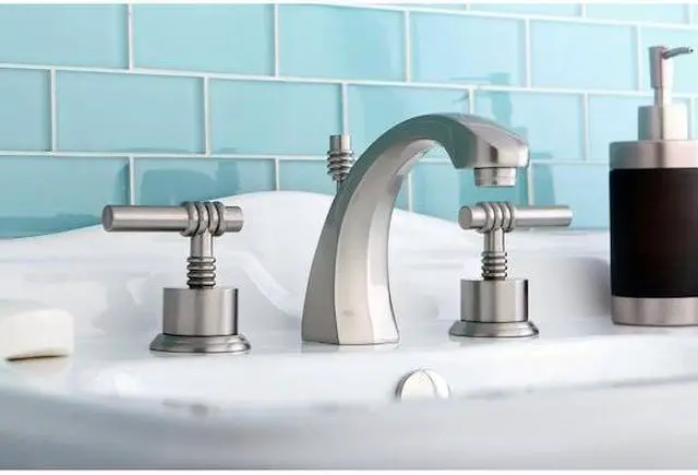 Alt view image 6 of 10 - Two Handle 8 to 16 Widespread Lavatory Faucet with Brass Pop-up
