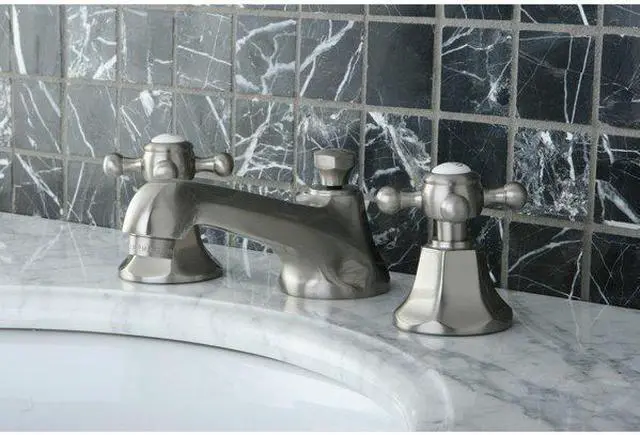 Alt view image 7 of 7 - Kingston Brass KS4468BX Two Handle 8 in. to 16 in. Widespread Lavatory Faucet with Brass Pop-up