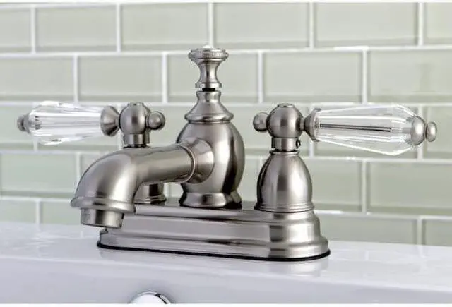 Alt view image 4 of 6 - Kingston Brass KS7008WLL 4 in. Centerset Lavatory Faucet with Brass Pop-Up, Satin Nickel