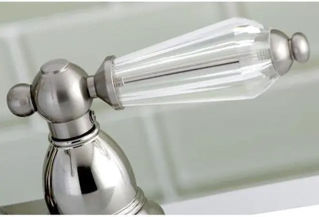 Alt view image 5 of 6 - Kingston Brass KS7008WLL 4 in. Centerset Lavatory Faucet with Brass Pop-Up, Satin Nickel