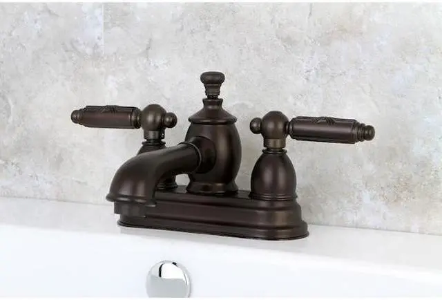 Alt view image 4 of 9 - Kingston Brass KS7005GL 4 in. Centerset Lavatory Faucet with Heritage Spout & Metal Lever Handle, Oil Rubbed Bronze