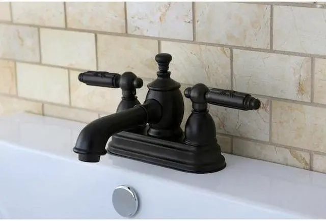 Alt view image 5 of 9 - Kingston Brass KS7005GL 4 in. Centerset Lavatory Faucet with Heritage Spout & Metal Lever Handle, Oil Rubbed Bronze