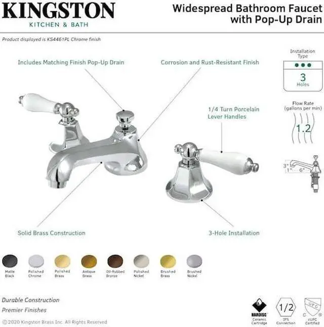 Alt view image 7 of 14 - Kingston Brass KS4468PL 8 Inch -18 Inch Widespread Lavatory Faucet - Satin Nickel