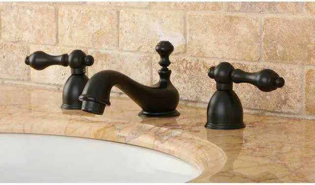 Alt view image 3 of 3 - Kingston Brass KS3955AL Two Handle 4 in. to 8 in. Mini Widespread Lavatory Faucet with Brass Pop-up