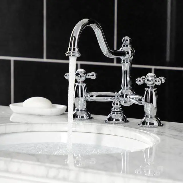 Alt view image 3 of 10 - Two Handle 8" Widespread Lavatory Faucet with Brass Pop-up in Chrome by Kingston Brass