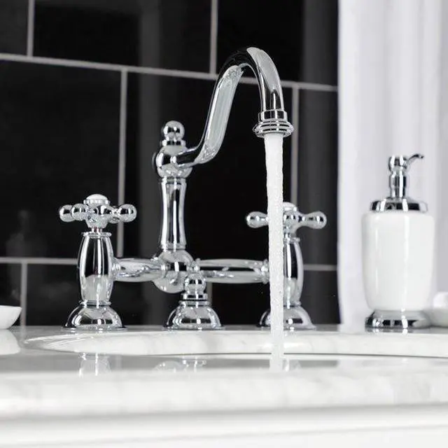 Alt view image 4 of 10 - Two Handle 8" Widespread Lavatory Faucet with Brass Pop-up in Chrome by Kingston Brass