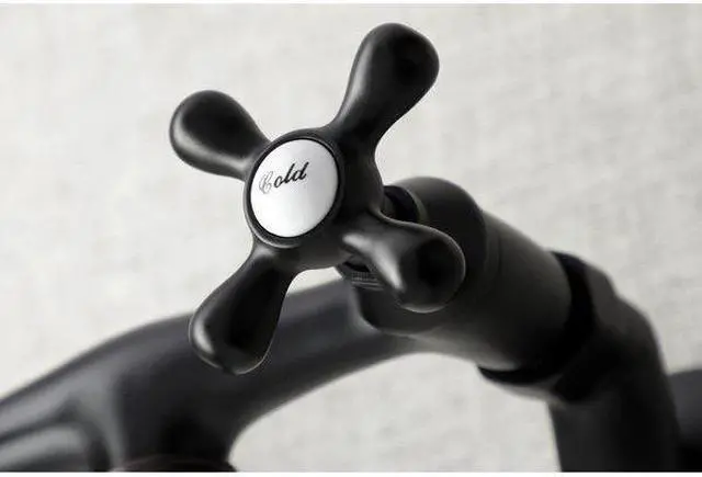 Alt view image 6 of 9 - Kingston Brass KS216MB Kingston Two-Handle Wall Mount Bathroom Faucet, Matte Black