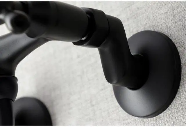 Alt view image 8 of 9 - Kingston Brass KS216MB Kingston Two-Handle Wall Mount Bathroom Faucet, Matte Black