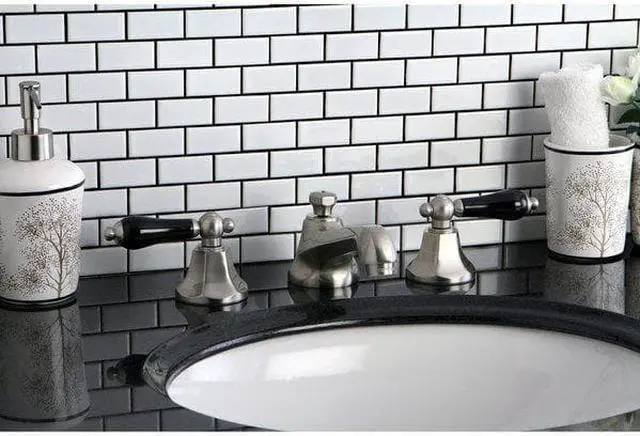 Alt view image 5 of 9 - Kingston Brass KS4468PKL Metropolitan Onyx Widespread Lavatory Faucet With Black