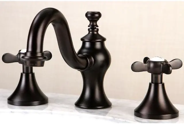 Alt view image 4 of 10 - Kingston Brass KC7165BEX Widespread Lavatory Faucet with Cross Handle & Brass Pop-Up, Oil Rubbed Bronze