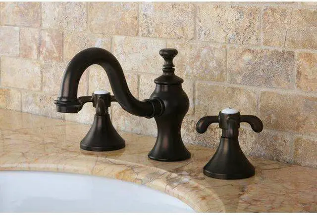 Alt view image 3 of 9 - Kingston Brass KC7165TX Duches Widespread Lavatory Faucet with Classy Cross Handle & Brass Pop-Up, Oil Rubbed Bronze