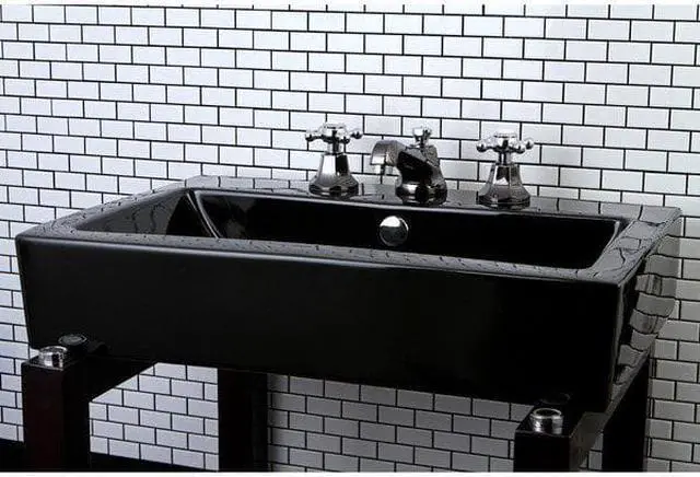 Alt view image 9 of 9 - Kingston Brass NS4467BX Water Onyx widespread lavatory faucet with brass pop-up drain, black nickel finish with chrome trim